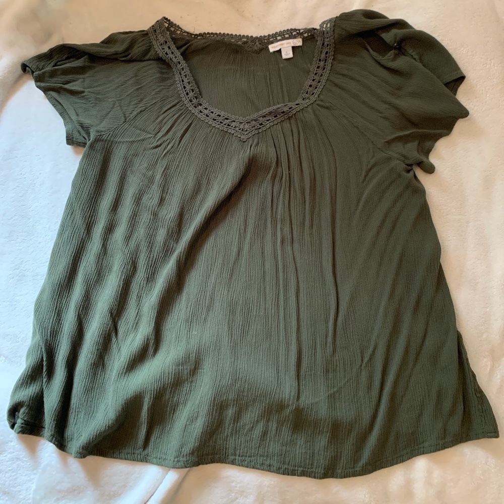 Green Flowy Blouse